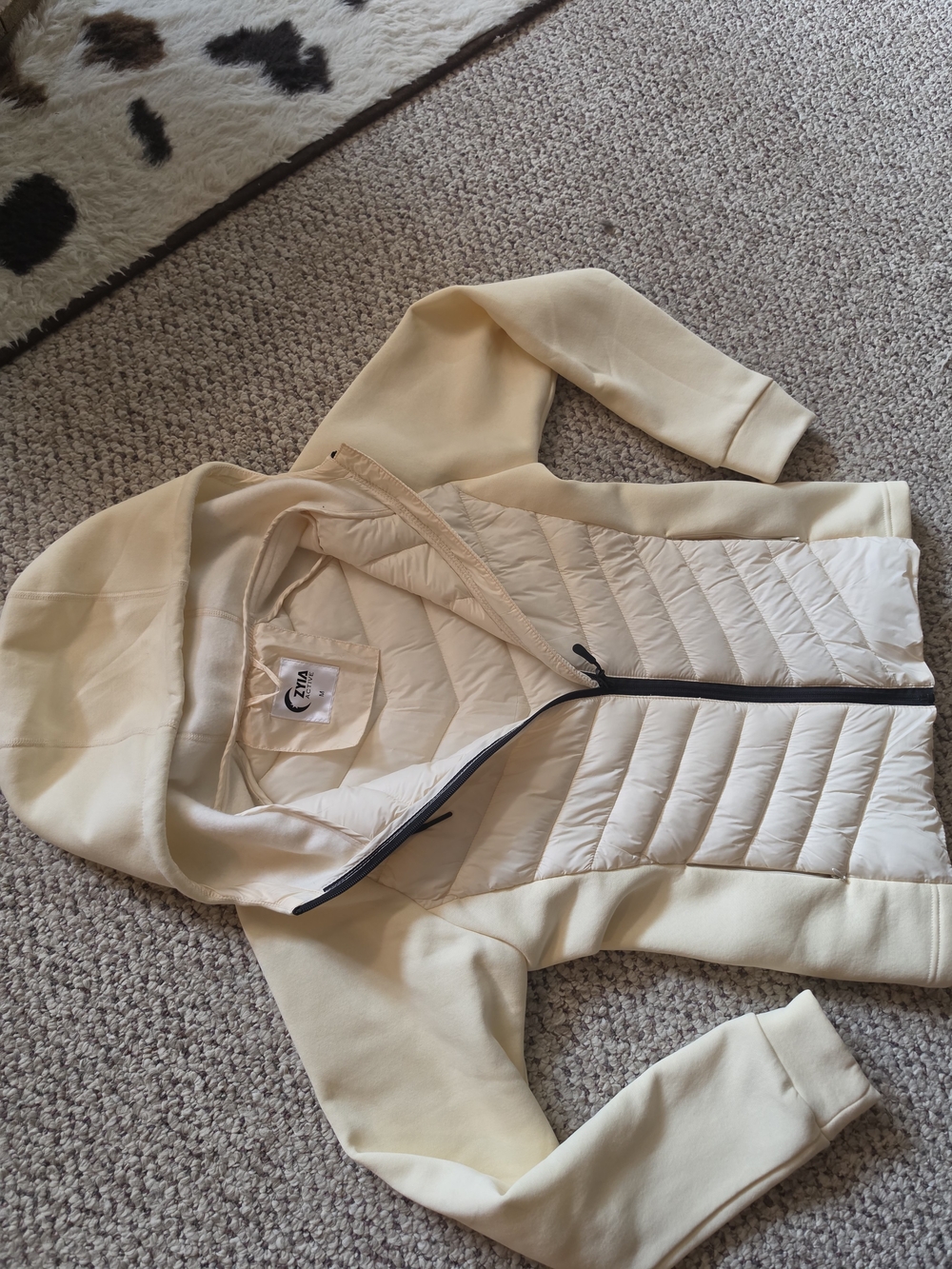 Cream Quilted Hooded Puffer Jacket by Zyia